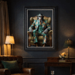 Chimp in floral suit - Framed Animal Wall Art - Image 4