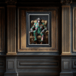 Luxury chimpanzee wall art floral suit framed print