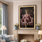 Female Lioness in floral suit - Framed Animal Wall Art - Image 3