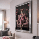Female Lioness in floral suit - Framed Animal Wall Art - Image 5