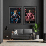 Lion in floral suit - Framed Animal Wall Art - Image 7