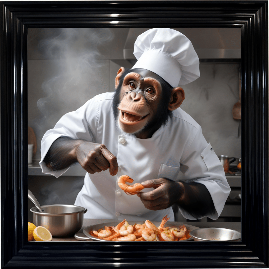 Untitled (16) Seafood Monkey Chef - Wall Art