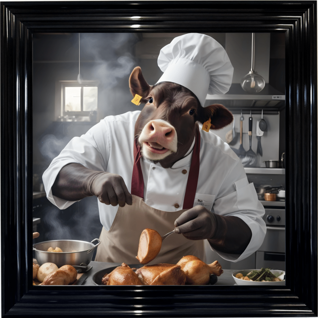 Chicken Dinner Cow Chef - Wall Art