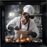 Chicken Dinner Cow Chef - Wall Art