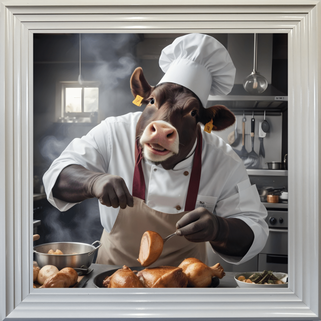 Chicken Dinner Cow Chef - Wall Art