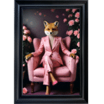 Female Foxy Lady in floral suit - Framed Animal Wall Art