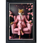 Female Foxy Lady in floral suit - Framed Animal Wall Art