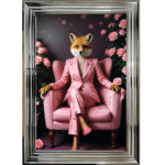 Female Foxy Lady in floral suit - Framed Animal Wall Art