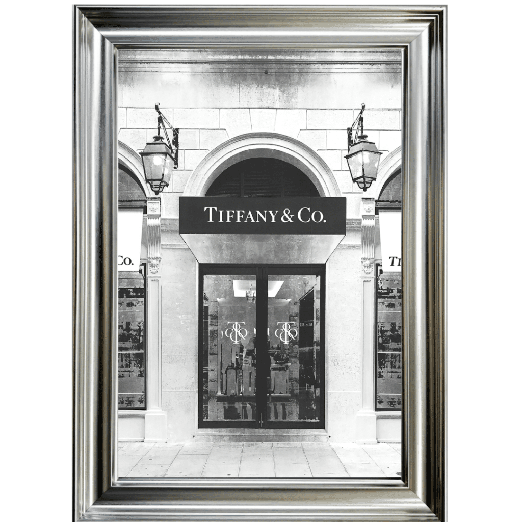 Tiffany & Co Shop Front with Silver Background - Wall Art