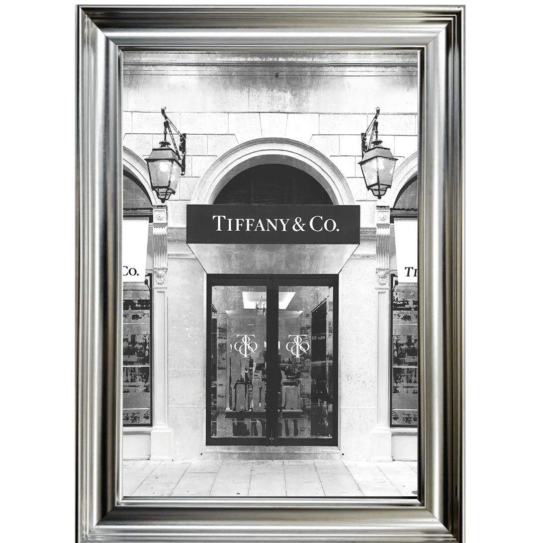 Untitled - 2024-11-23T121641.475 Tiffany & Co Shop Front with Silver Background - Wall Art