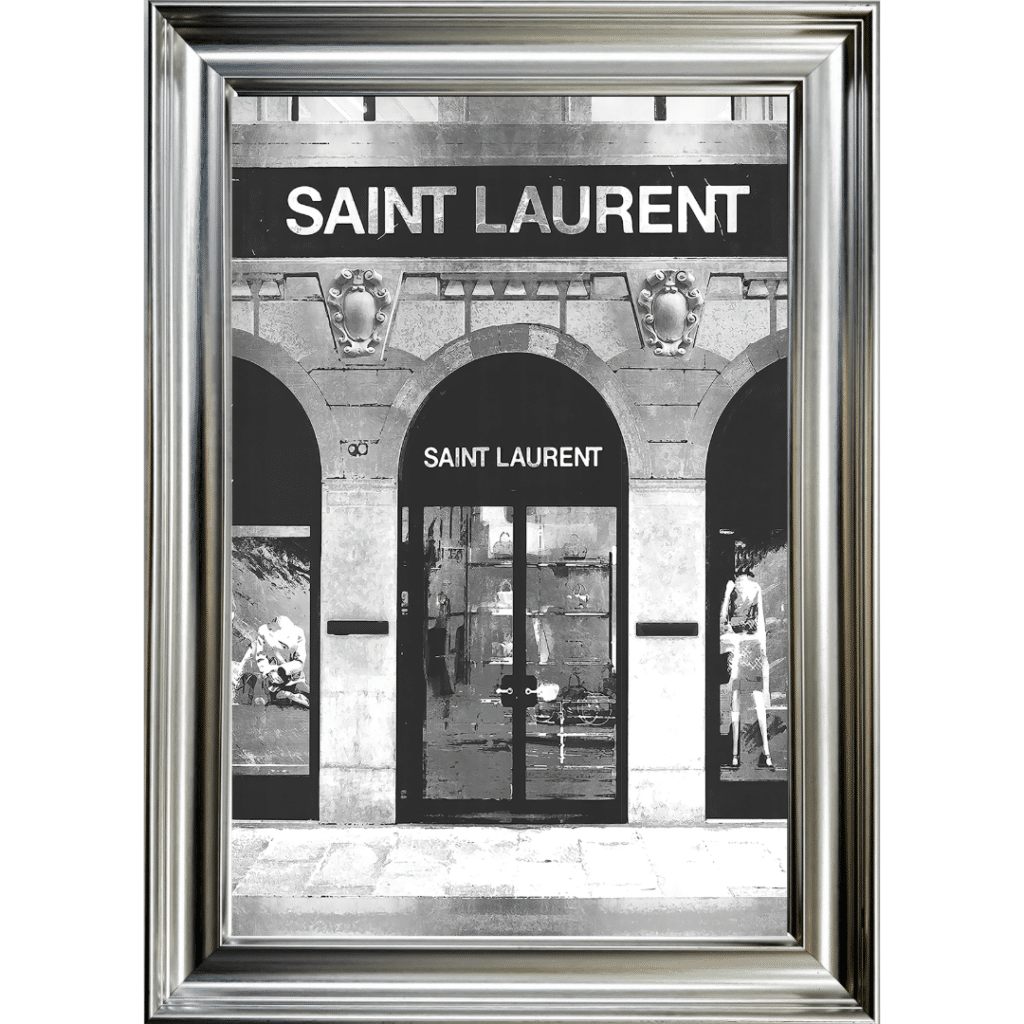 Saint Laurent Shop Front with Silver Background - Wall Art