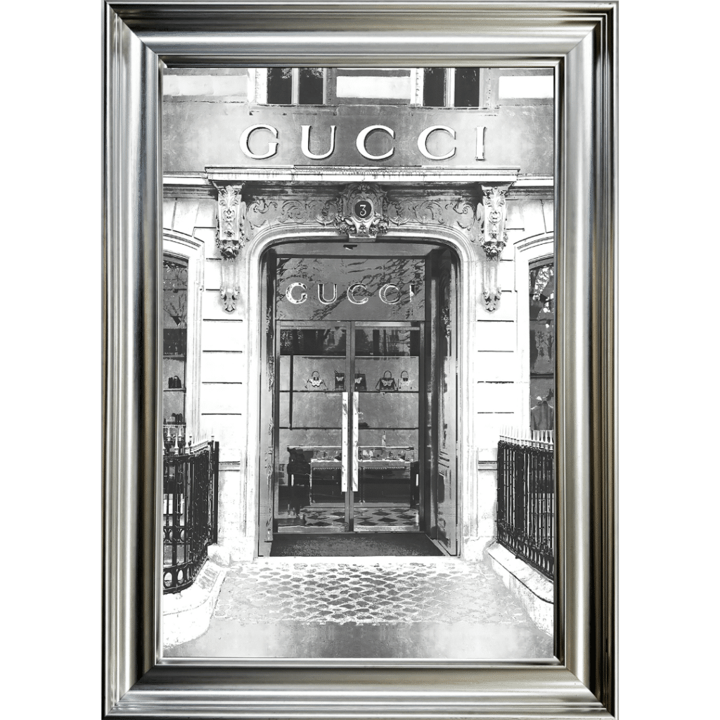 Gucci shop Front with Silver Background - Wall Art