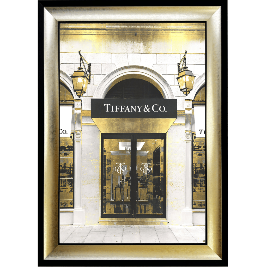 Tiffany & Co Shop Front with Gold Background - Wall Art