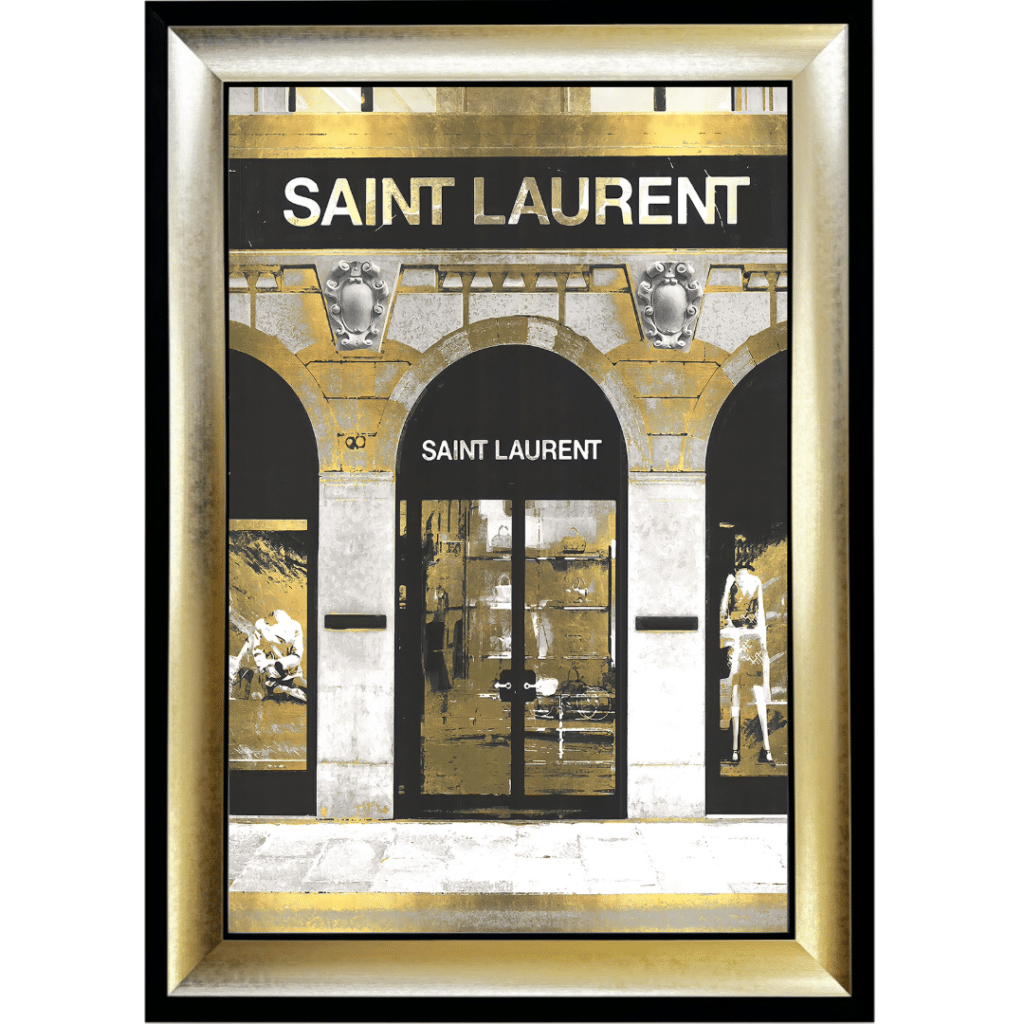 Saint Laurent shop Front with Gold Background - Wall Art