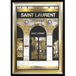 Saint Laurent shop Front with Gold Background - Wall Art