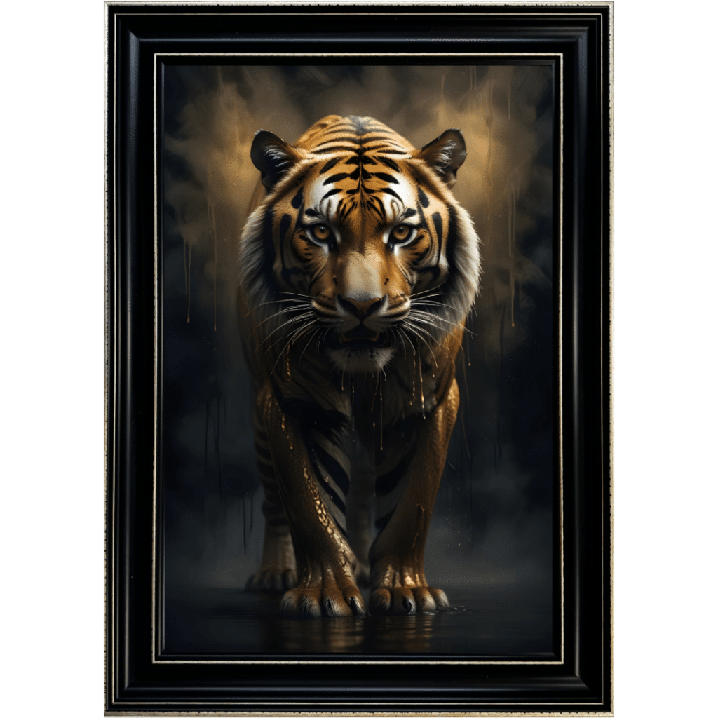Black and Gold Tiger - Framed Animal Wall Art