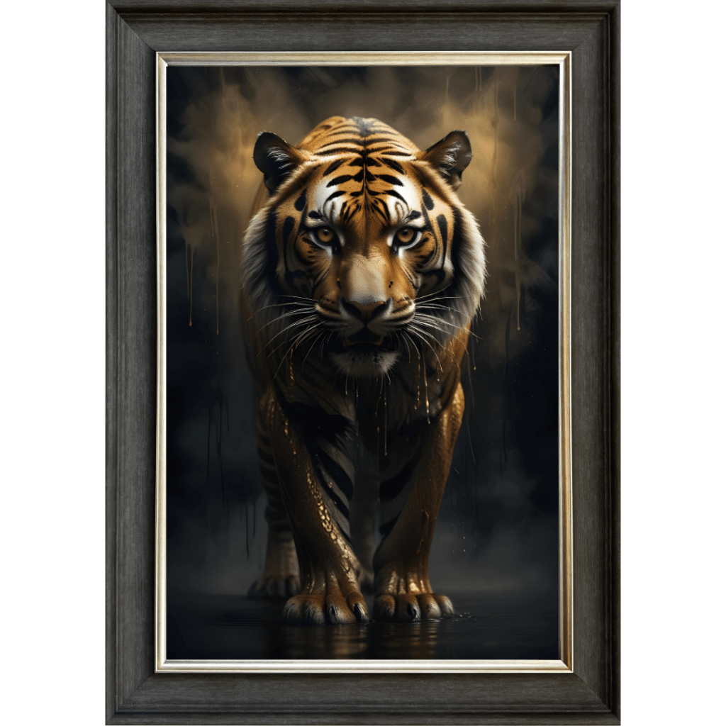 Black and Gold Tiger - Framed Animal Wall Art