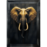 Black and Gold Elephant - Framed Animal Wall Art