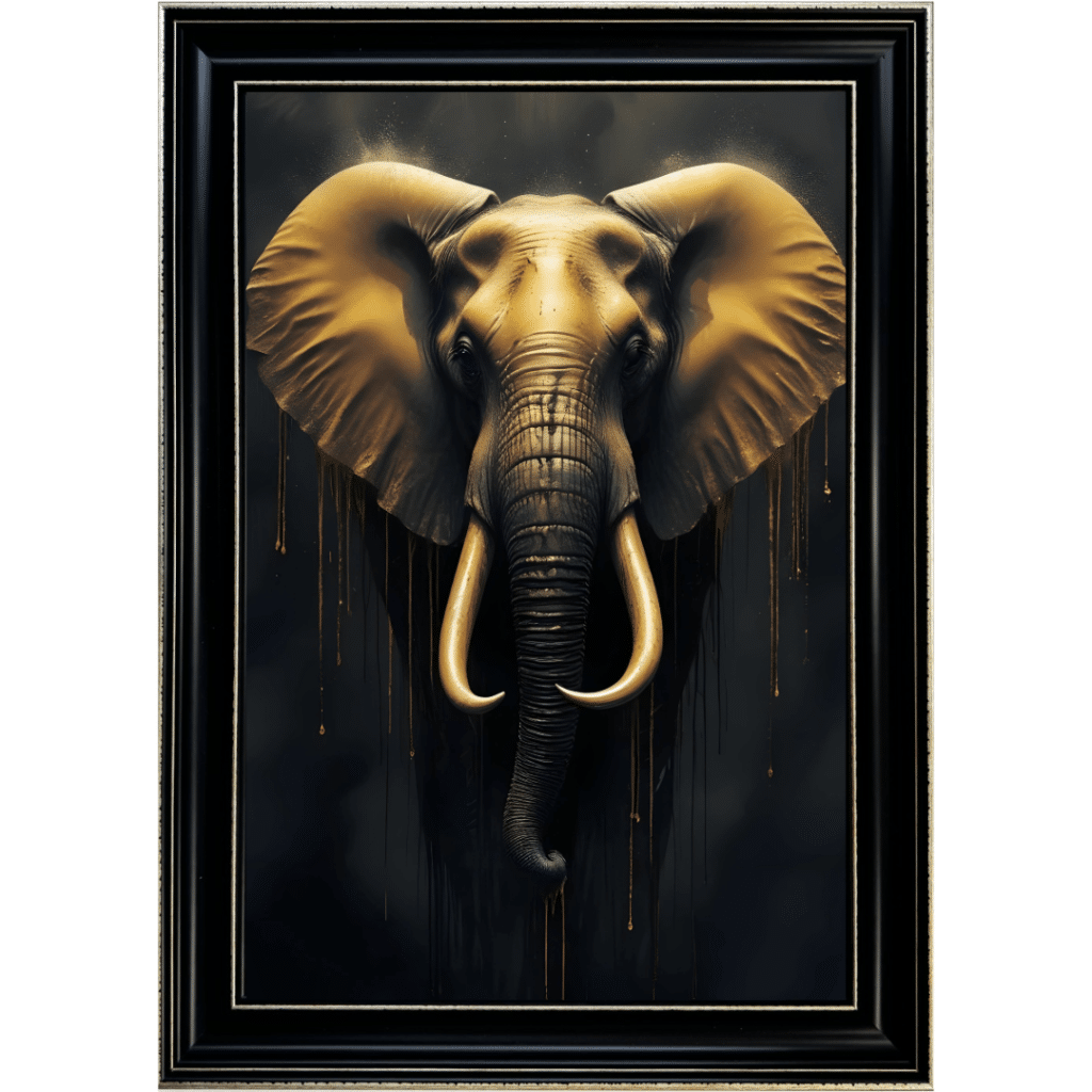 Black and Gold Elephant - Framed Animal Wall Art