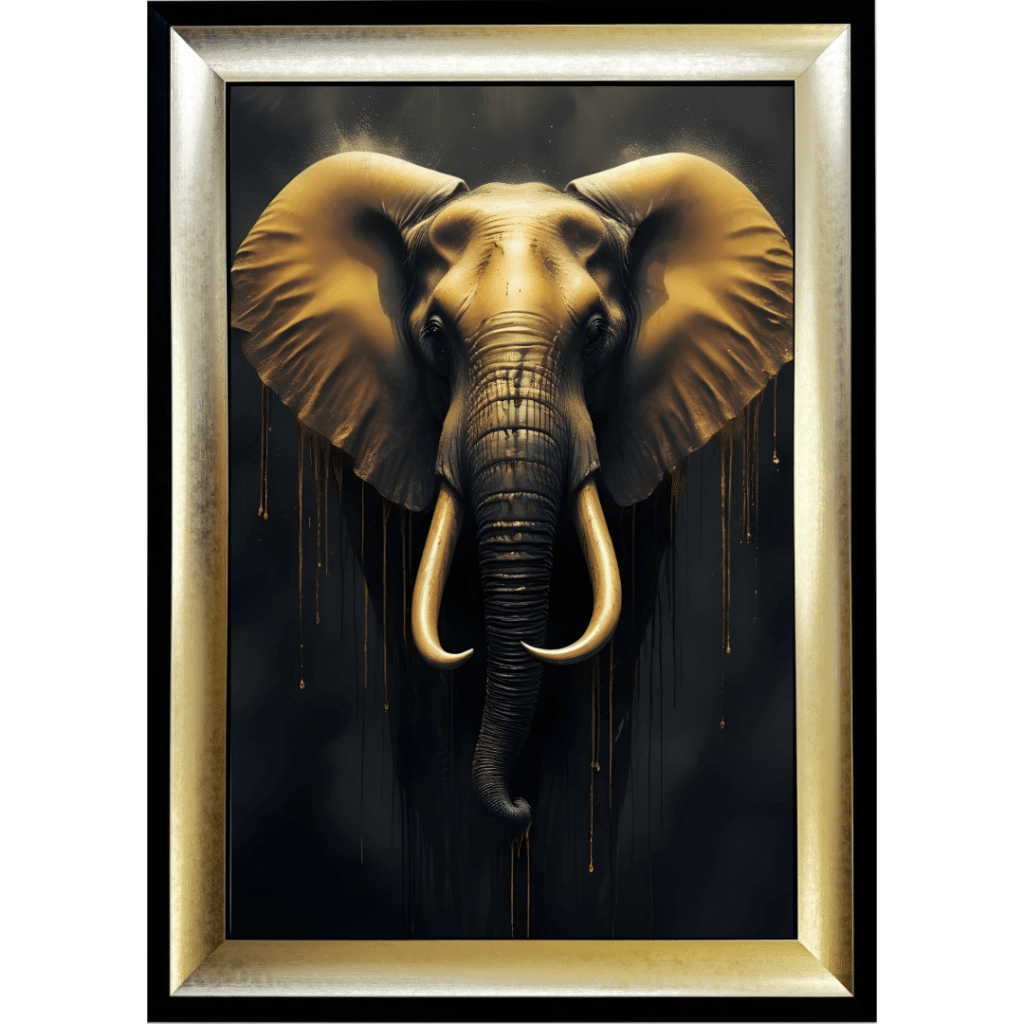Black and Gold Elephant - Framed Animal Wall Art