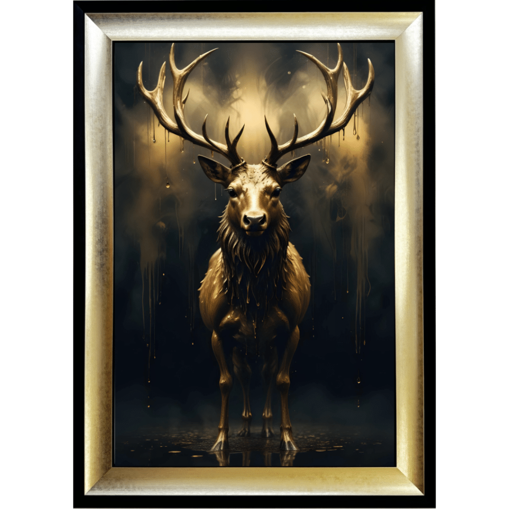 Black and Gold Stag - Framed Animal Wall Art