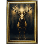 Black and Gold Stag - Framed Animal Wall Art
