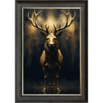 Black and Gold Stag - Framed Animal Wall Art