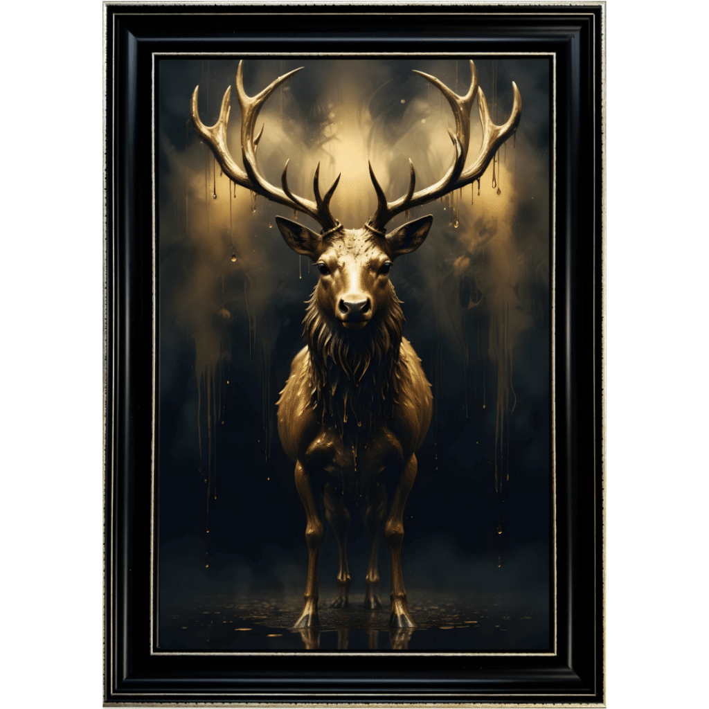 Black and Gold Stag - Framed Animal Wall Art