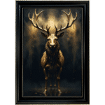 Black and Gold Stag - Framed Animal Wall Art