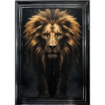 Black and Gold Lion - Framed Animal Wall Art