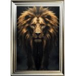 Black and Gold Lion - Framed Animal Wall Art