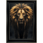Black and Gold Lion - Framed Animal Wall Art