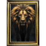 Black and Gold Lion - Framed Animal Wall Art