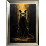 Black and Gold Panther - Framed Animal Wall Art