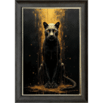 Black and Gold Panther - Framed Animal Wall Art