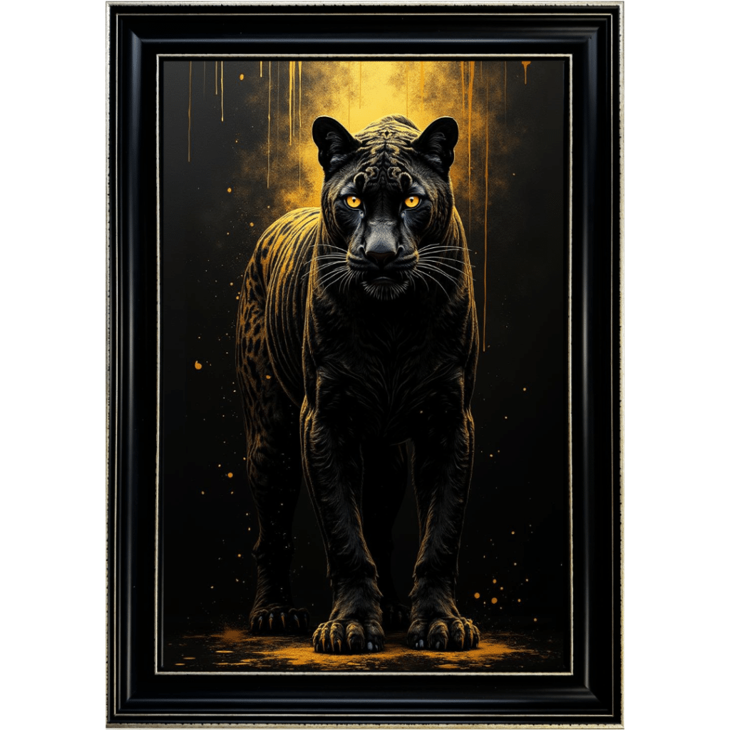 Black and Gold Panther II - Framed Animal Wall Art