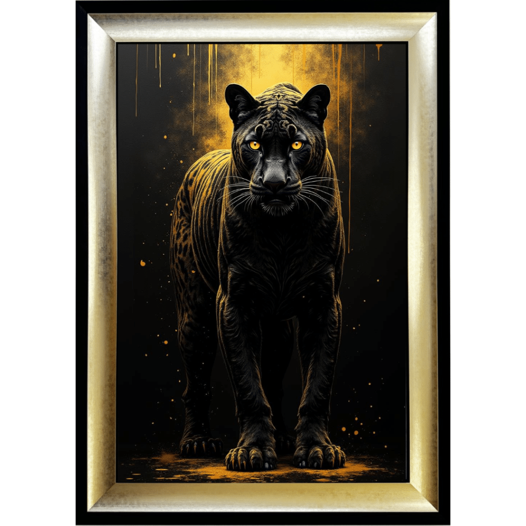 Black and Gold Panther II - Framed Animal Wall Art