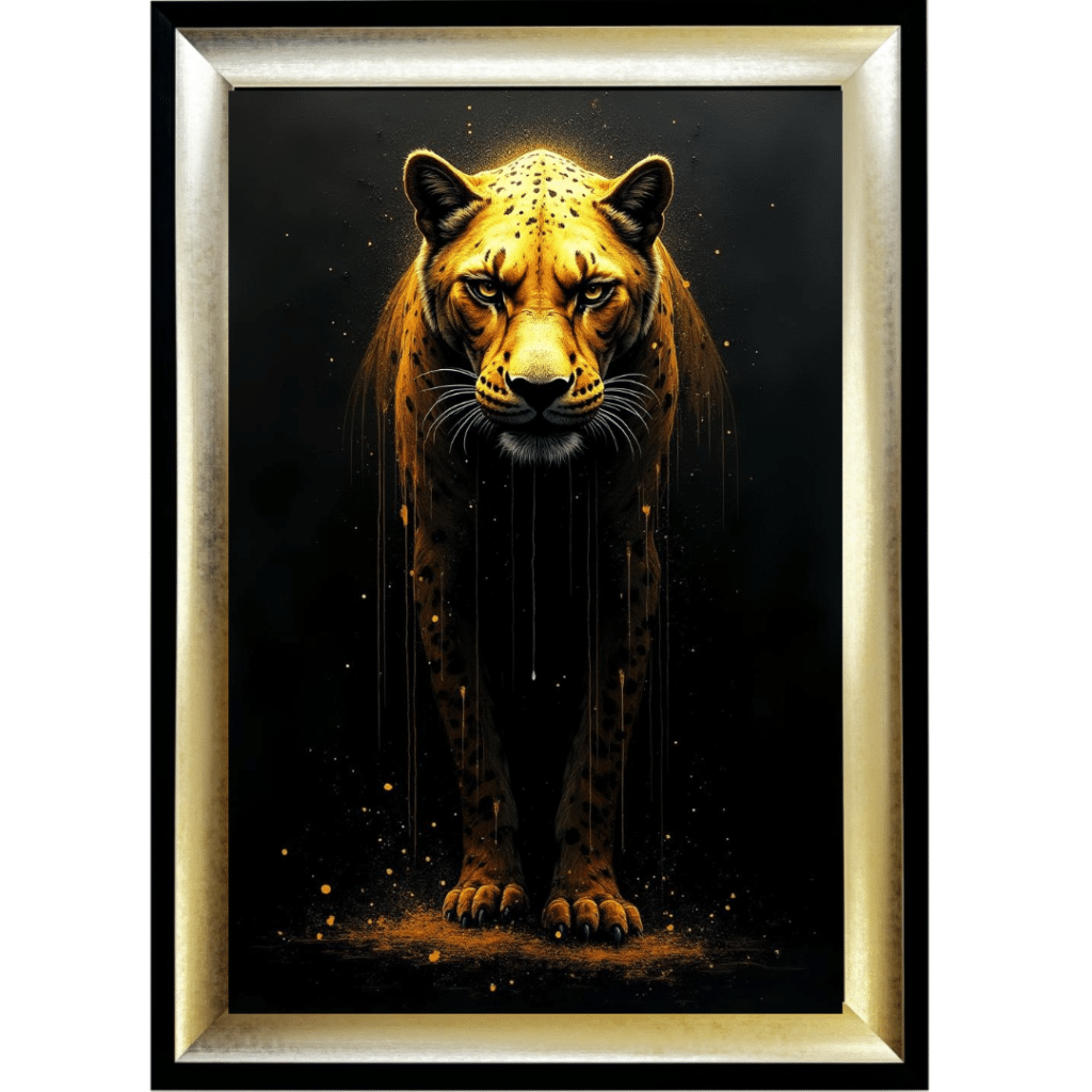 Black and Gold Leopard - Framed Animal Wall Art