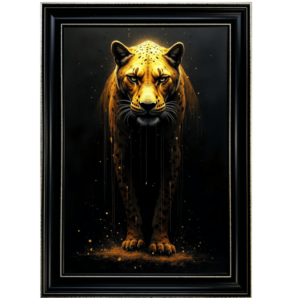 Black and Gold Leopard - Framed Animal Wall Art
