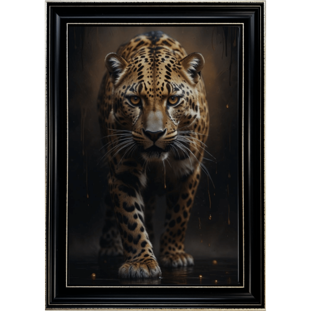 Black and Gold Leopard II - Framed Animal Wall Art