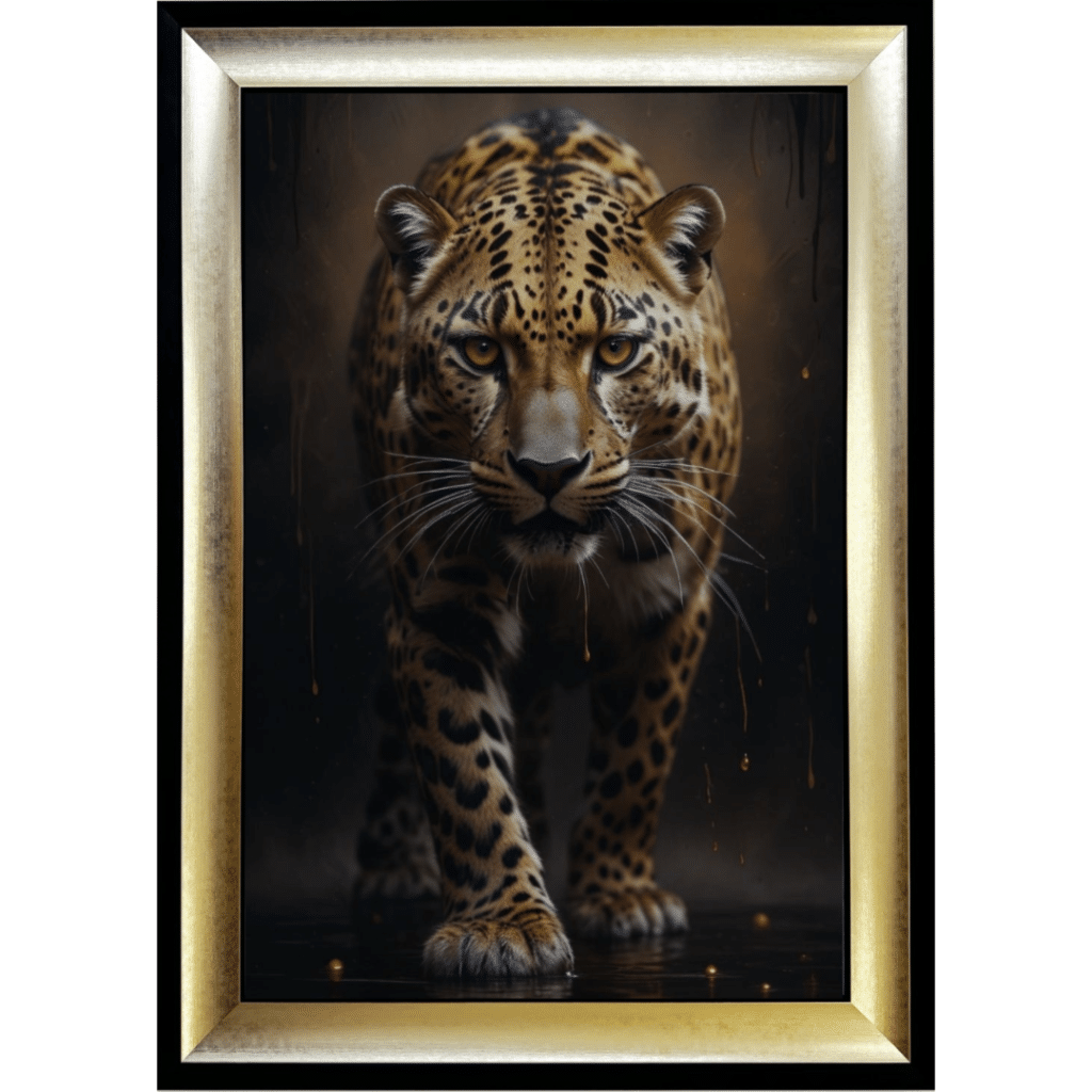 Black and Gold Leopard II - Framed Animal Wall Art