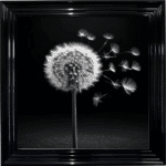 Dandelion Black background right - Framed wall art