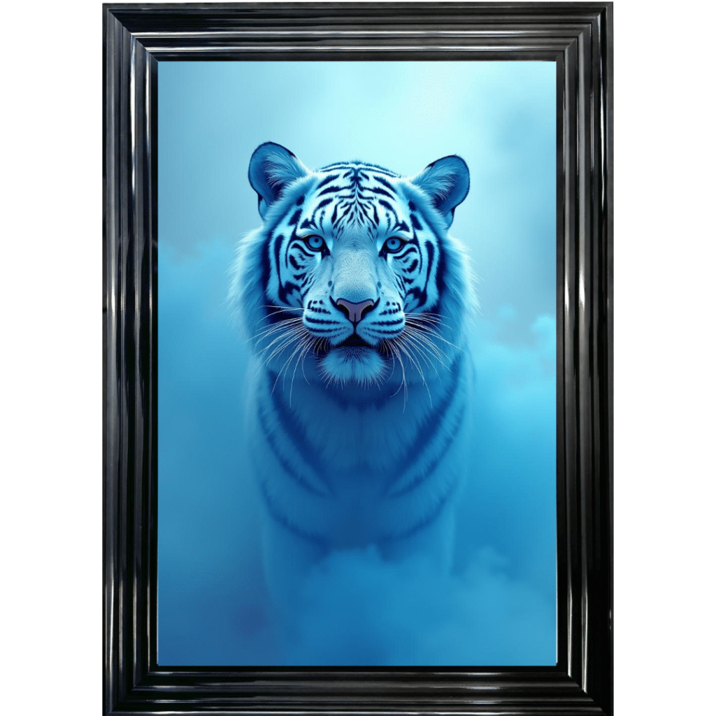 Tiger in the Blue mist - Framed Animal Wall Art