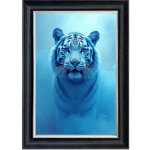 Tiger in the Blue mist - Framed Animal Wall Art