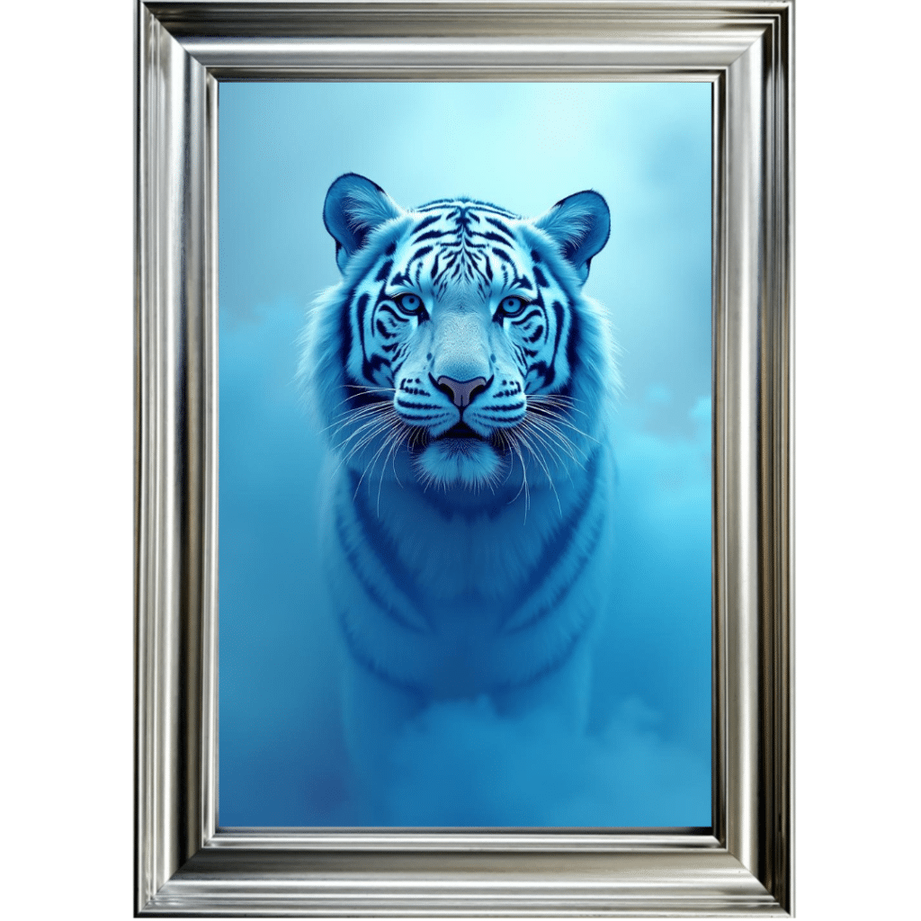Tiger in the Blue mist - Framed Animal Wall Art