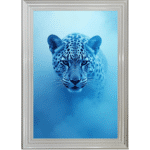Leopard in the Blue mist - Framed Animal Wall Art