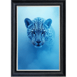Leopard in the Blue mist - Framed Animal Wall Art