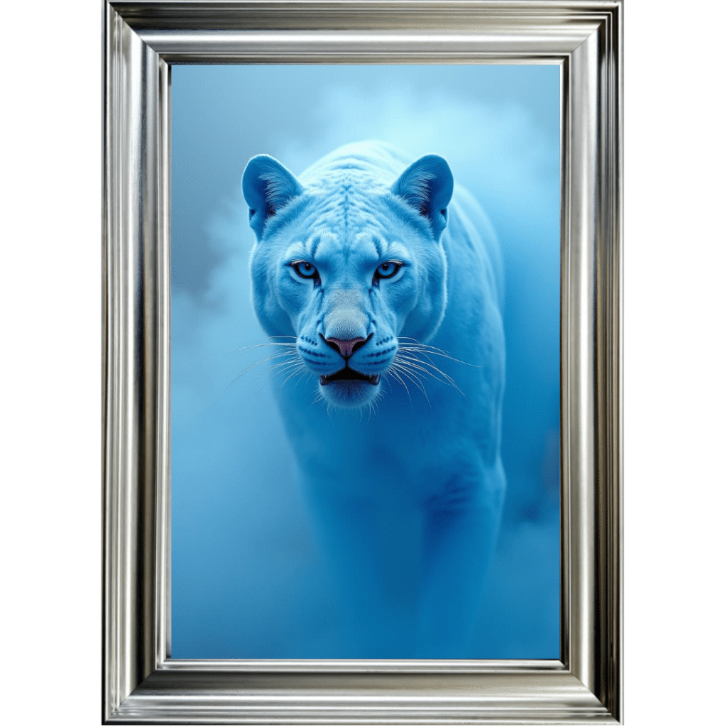 Lioness in the Blue mist - Framed Animal Wall Art