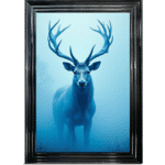 Stag in the Blue mist - Framed Animal Wall Art