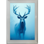 Stag in the Blue mist - Framed Animal Wall Art